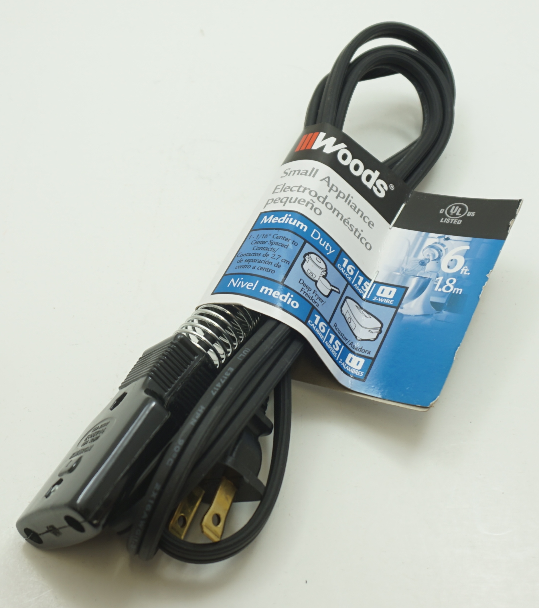 Woods Small Appliance Power Cord, 6 foot, for Deep Fryers and Roasters